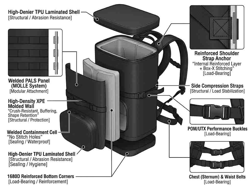 Tactical Cooler hátizsákok: MOLLE, öntött hab és terepi tartósság